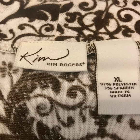 Kim Rogers Brown / White Print Cardigan Open front jacket Women’s size XL - Picture 2 of 8